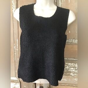 Tania Nardi Top Womens Large Black Crinkle Sleeveless Artsy Textured Goth Edgy